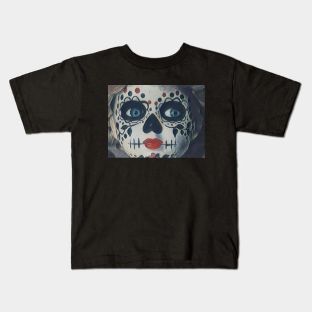 Suspicions Sugar Skull Girl Kids T-Shirt by ReanimatedStore